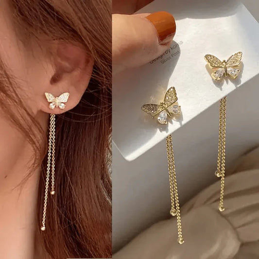 Butterfly Golden Straight Earring