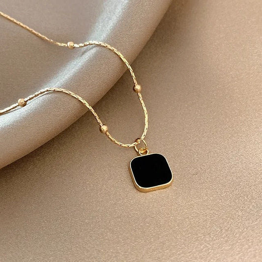 Golden Black Stone Necklace